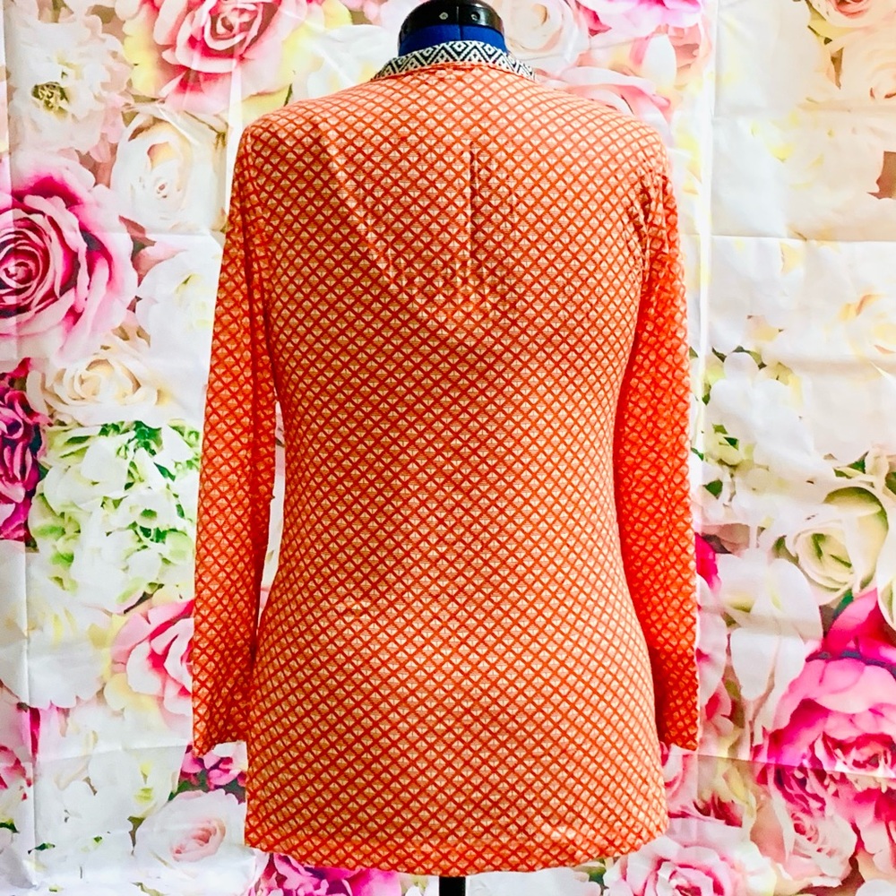 Orange Geometric Women's Top - Picture 3 of 5